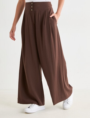 Whistle Basque Waist Wide Leg Pant, Shorter Length, Espresso product photo