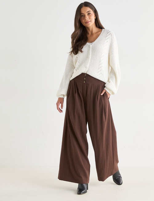 Whistle Basque Waist Wide Leg Pant, Shorter Length, Espresso product photo View 03 L