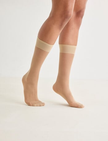 Lyric Comfort Knee Hi Tights, 15 Denier, 3-Pack, Nude product photo