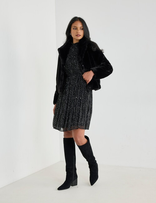 Whistle Faux Fur Jacket, Black product photo View 03 L