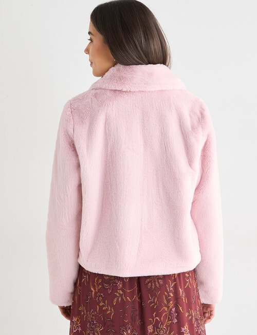 Whistle Faux Fur Jacket, Pink Quartz product photo View 02 L