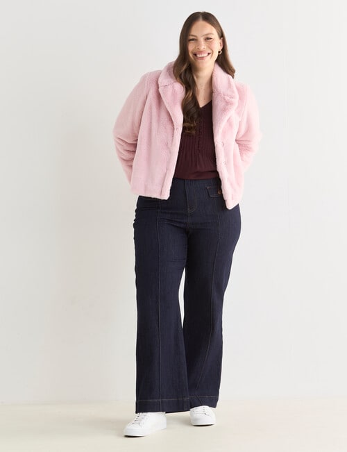 Whistle Faux Fur Jacket, Pink Quartz product photo View 13 L