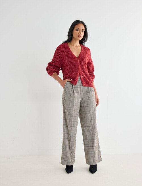 Whistle Houndstooth Wide Leg Pant, Shorter Length, Beige product photo View 03 L