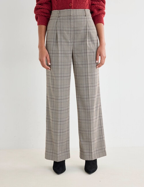Whistle Houndstooth Wide Leg Pant, Shorter Length, Beige product photo View 04 L