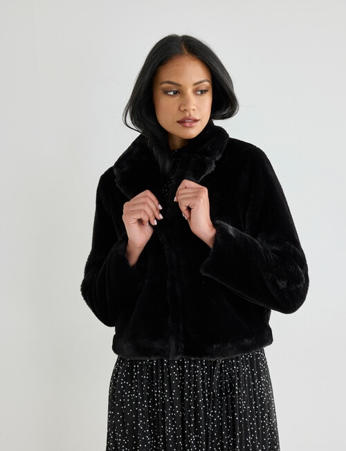 Whistle Faux Fur Jacket, Black product photo