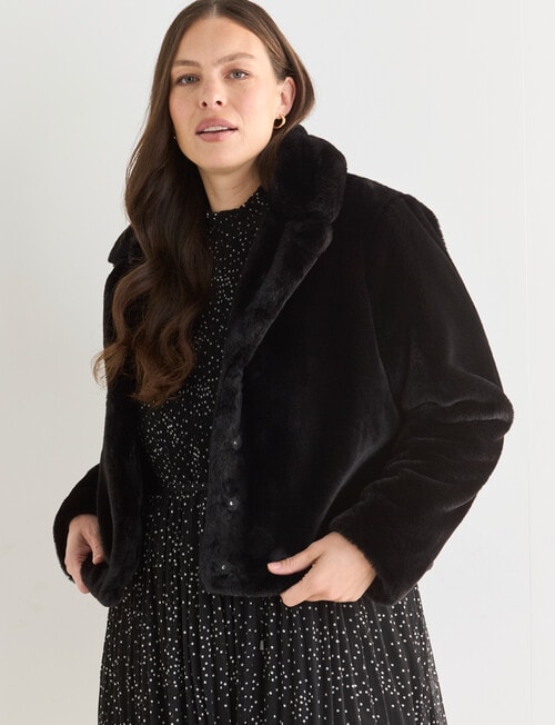 Whistle Faux Fur Jacket, Black product photo View 12 L