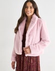 Whistle Faux Fur Jacket, Pink Quartz product photo