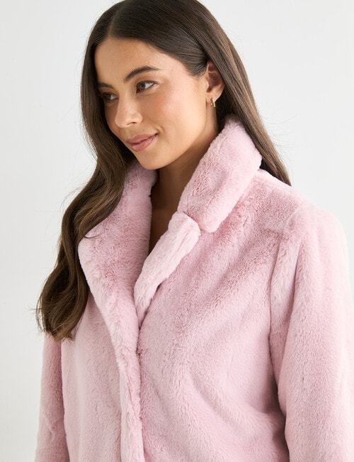 Whistle Faux Fur Jacket, Pink Quartz product photo View 04 L