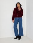 Whistle Faux Fur Zip Up Jacket, Dark Cherry product photo View 03 S