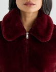Whistle Faux Fur Zip Up Jacket, Dark Cherry product photo View 05 S