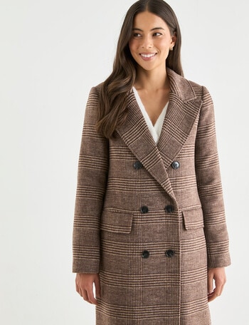 Whistle Double Breasted Long Coat, Check product photo