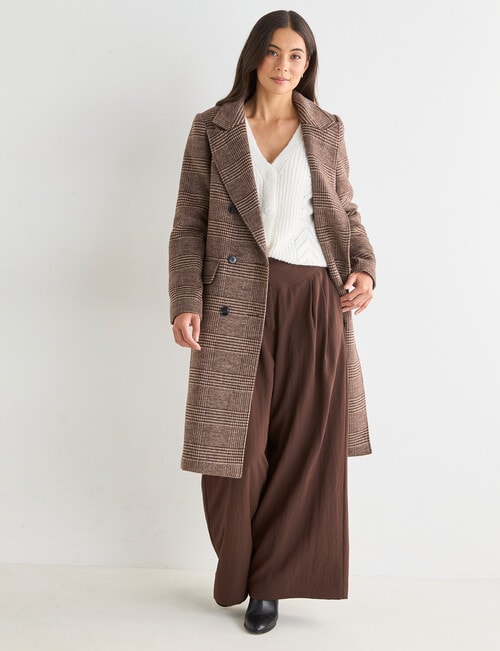 Whistle Double Breasted Long Coat, Check product photo View 03 L