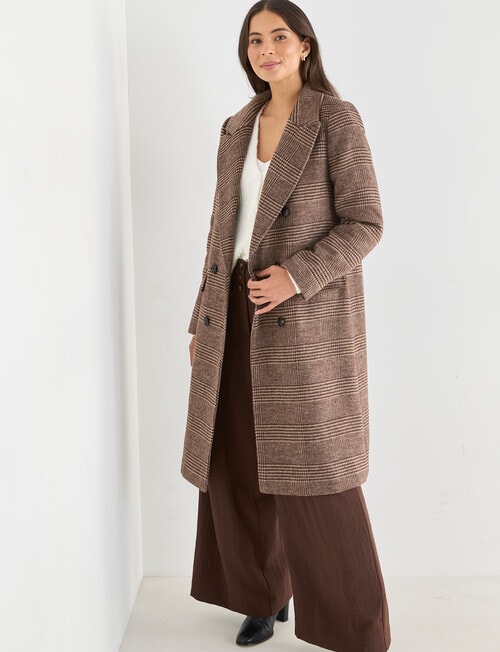 Whistle Double Breasted Long Coat, Check product photo View 05 L