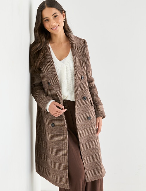 Whistle Double Breasted Long Coat, Check product photo View 07 L