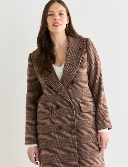 Whistle Double Breasted Long Coat, Check product photo View 12 L
