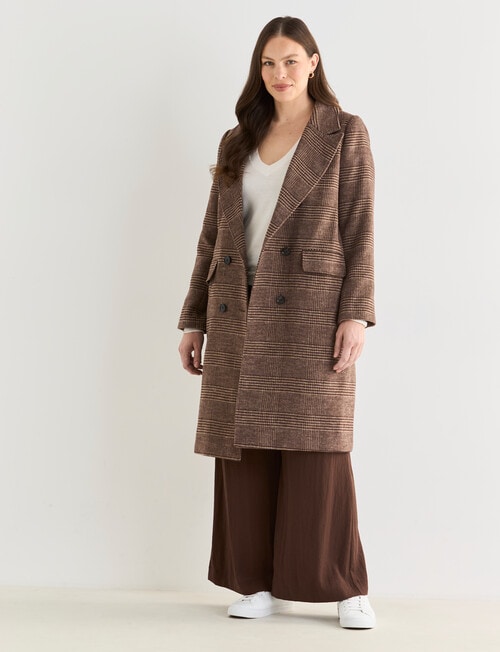 Whistle Double Breasted Long Coat, Check product photo View 13 L