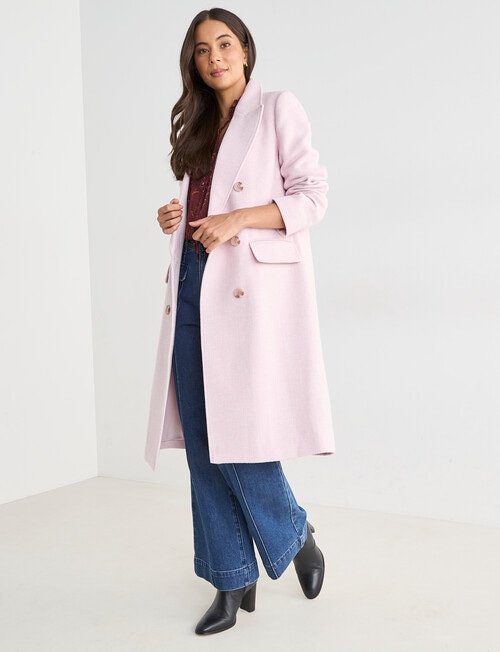 Whistle Double Breasted Long Coat, Pink Quartz product photo View 03 L