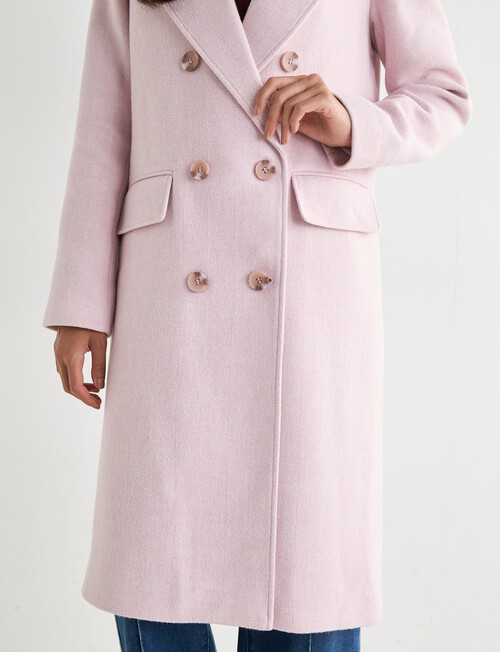 Whistle Double Breasted Long Coat, Pink Quartz product photo View 06 L