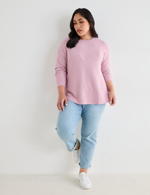 Studio Curve Supersoft Eyelet Crew Top, Blush product photo View 03 L