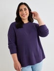 Studio Curve Supersoft Eyelet Crew Top, Grape product photo