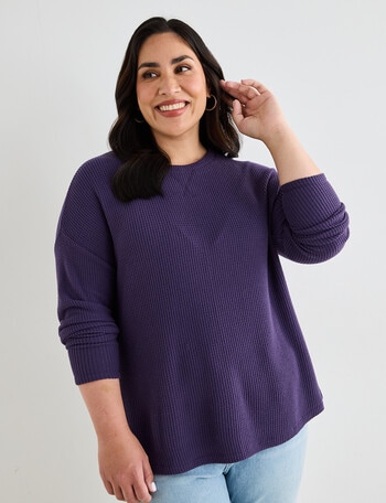 Studio Curve Supersoft Eyelet Crew Top, Grape product photo