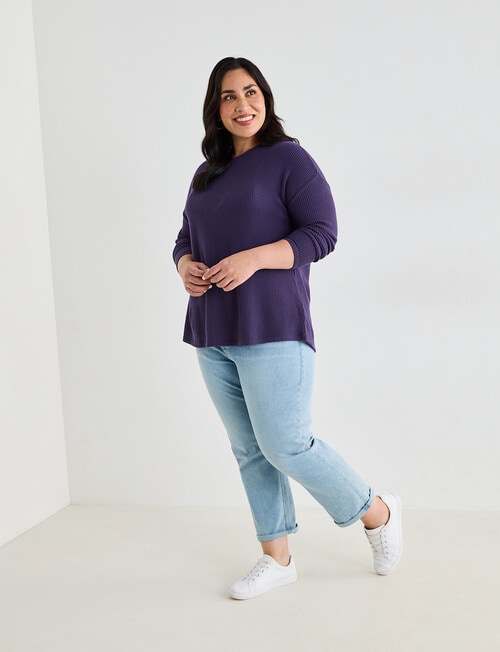 Studio Curve Supersoft Eyelet Crew Top, Grape product photo View 03 L