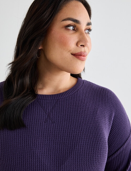 Studio Curve Supersoft Eyelet Crew Top, Grape product photo View 04 L