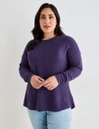 Studio Curve Supersoft Eyelet Crew Top, Grape product photo View 05 S