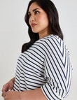 Studio Curve Supersoft 3/4 Sleeve Stripe Top, Ivory & Navy product photo