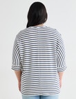 Studio Curve Supersoft 3/4 Sleeve Stripe Top, Ivory & Navy product photo View 02 S