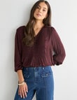 Whistle Pintuck Detail Blouse, Dark Cherry product photo