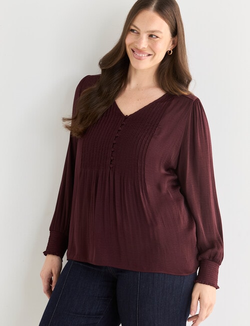 Whistle Pintuck Detail Blouse, Dark Cherry product photo View 12 L