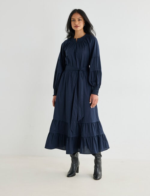 Whistle Pleats Midi Dress, Midnight product photo View 03 L