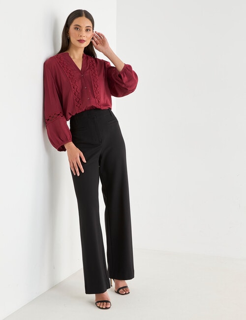 Whistle Ponte Welt Pocket Wide Pant, Regular Length, Black product photo View 03 L
