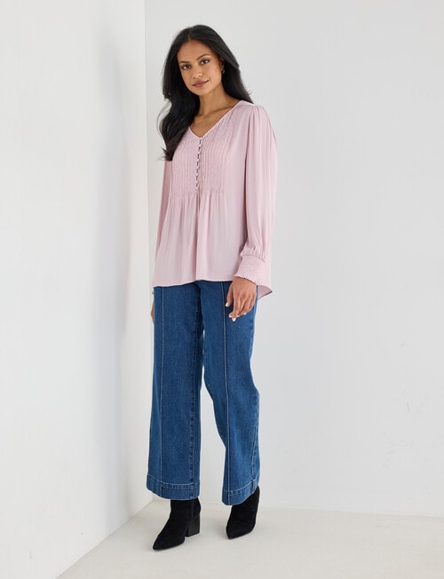 Whistle Pintuck Detail Blouse, Pink Quartz product photo View 03 L