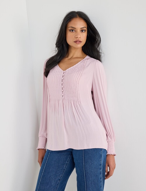 Whistle Pintuck Detail Blouse, Pink Quartz product photo View 04 L