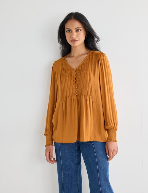 Whistle Pintuck Detail Blouse, Golden Ochre product photo View 05 L