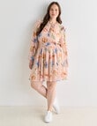 Whistle Mini Dress Ruffle Floral, Peach Dusk product photo View 12 S
