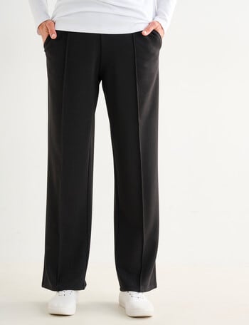 Ella J Supersoft Straight Leg Shorter Length Trackpant, Black product photo