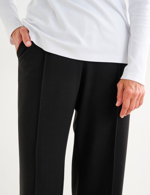 Ella J Supersoft Straight Leg Shorter Length Trackpant, Black product photo View 03 L