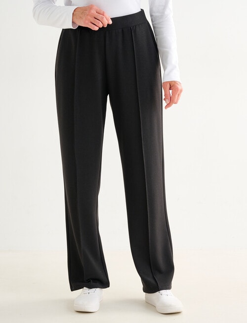 Ella J Supersoft Straight Leg Shorter Length Trackpant, Black product photo View 04 L