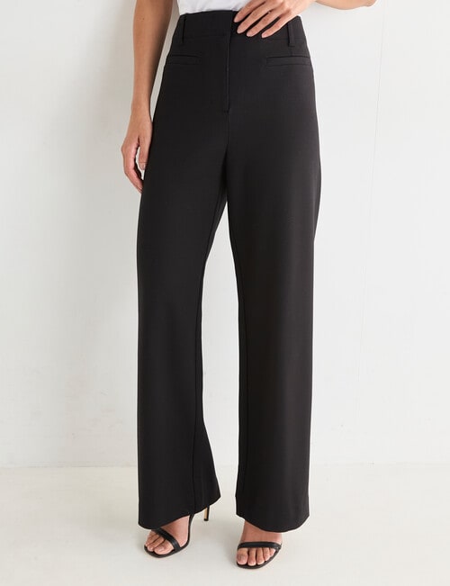 Whistle Ponte Welt Pocket Wide Pant, Shorter Length, Black product photo