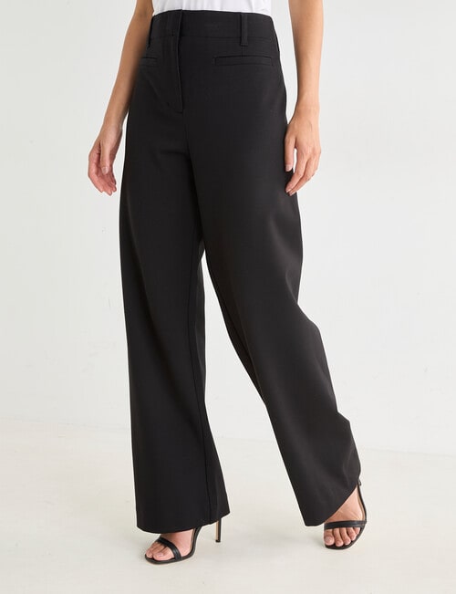 Whistle Ponte Welt Pocket Wide Pant, Shorter Length, Black product photo View 05 L