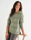 Ella J Self Stripe Jumper, Khaki product photo