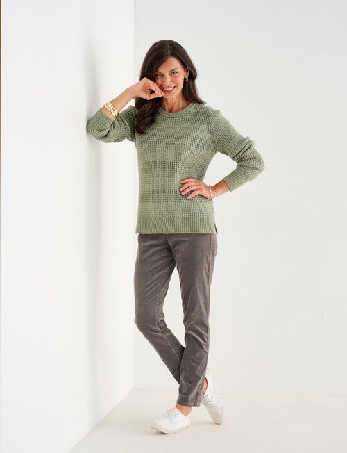 Ella J Self Stripe Jumper, Khaki product photo View 03 L