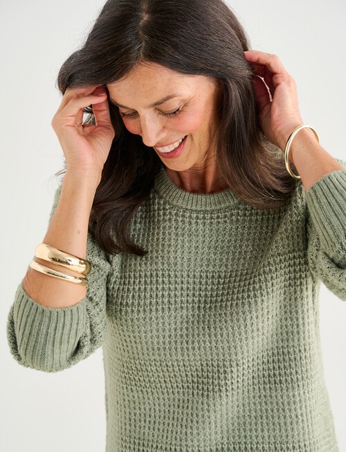 Ella J Self Stripe Jumper, Khaki product photo View 04 L
