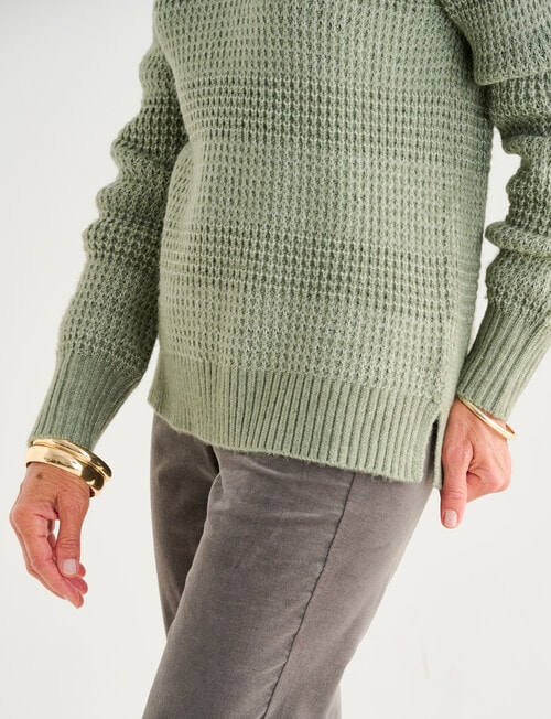 Ella J Self Stripe Jumper, Khaki product photo View 05 L