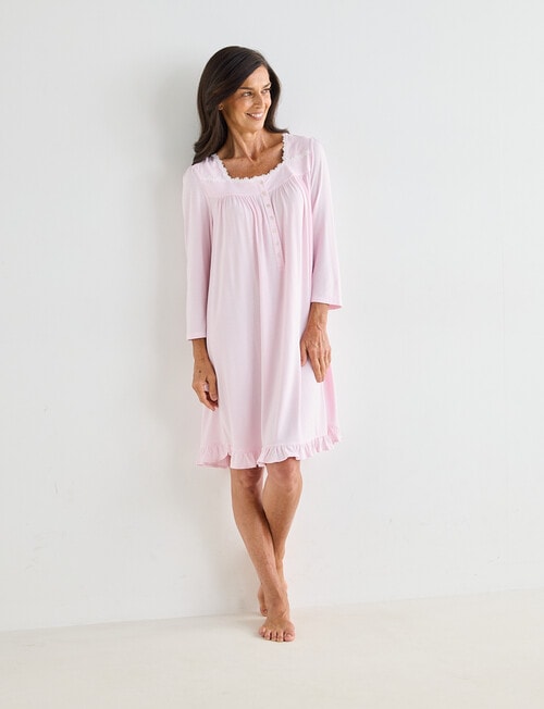 Ruby & Bloom Daisy Trim Nightie, Pink Stripe product photo View 03 L