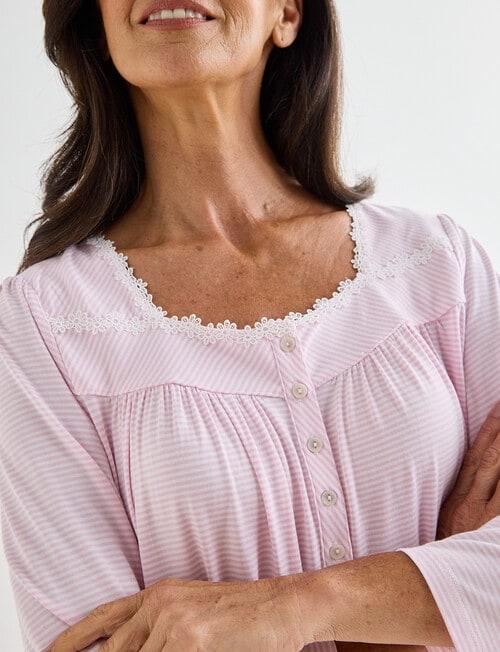 Ruby & Bloom Daisy Trim Nightie, Pink Stripe product photo View 04 L