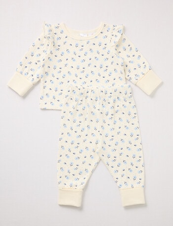 Teeny Weeny Sleep Whale Long-Sleeve PJ Sleep Set, 2-Piece, Cream product photo